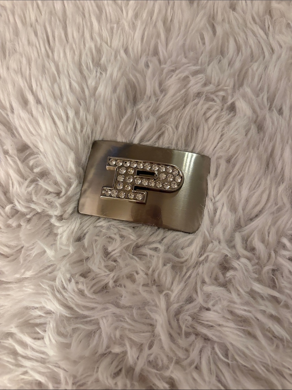 Silver Crystal-Embellished Belt Buckle